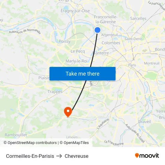 Cormeilles-En-Parisis to Chevreuse map