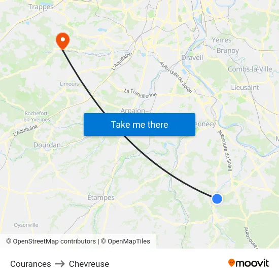 Courances to Chevreuse map
