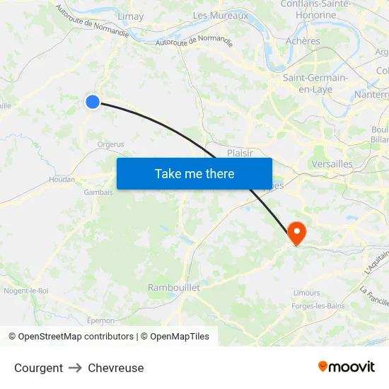 Courgent to Chevreuse map