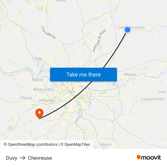 Duvy to Chevreuse map