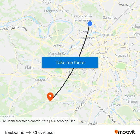 Eaubonne to Chevreuse map