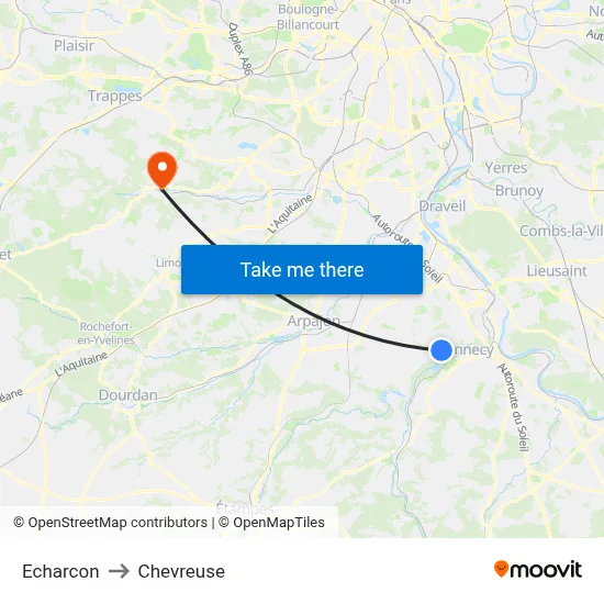 Echarcon to Chevreuse map