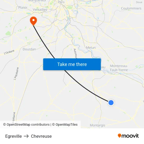Egreville to Chevreuse map