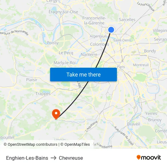Enghien-Les-Bains to Chevreuse map