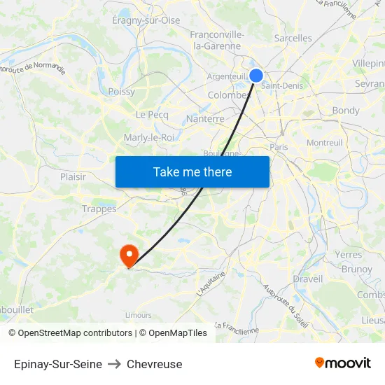 Epinay-Sur-Seine to Chevreuse map