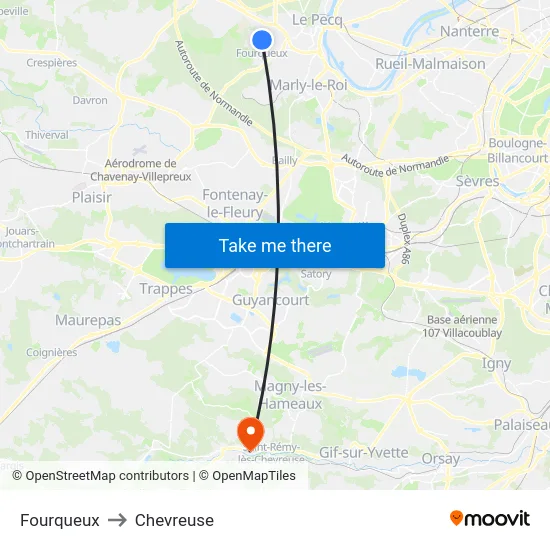 Fourqueux to Chevreuse map
