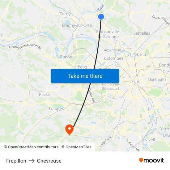 Frepillon to Chevreuse map