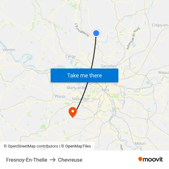 Fresnoy-En-Thelle to Chevreuse map