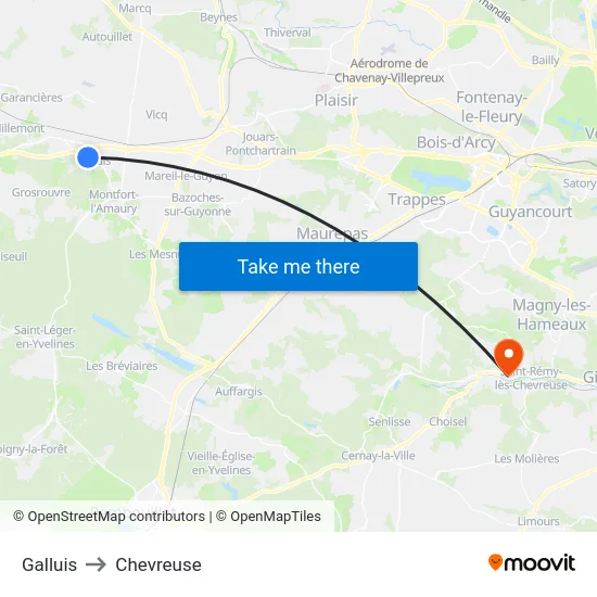 Galluis to Chevreuse map