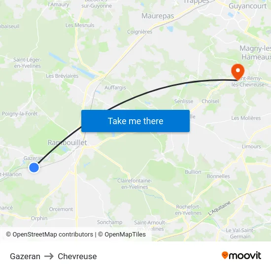 Gazeran to Chevreuse map