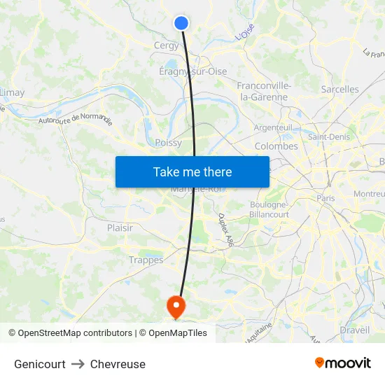 Genicourt to Chevreuse map