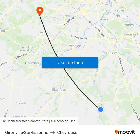 Gironville-Sur-Essonne to Chevreuse map
