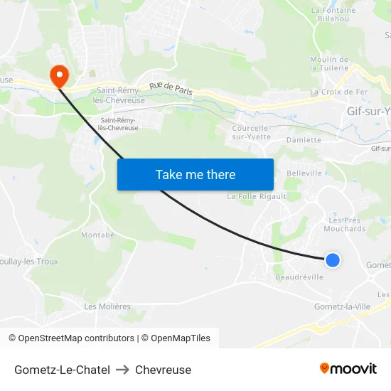 Gometz-Le-Chatel to Chevreuse map