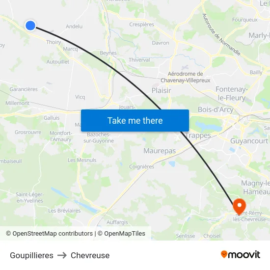 Goupillieres to Chevreuse map