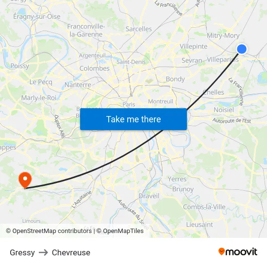 Gressy to Chevreuse map