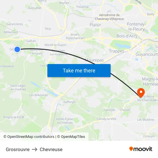 Grosrouvre to Chevreuse map