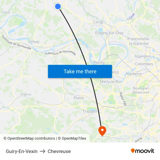 Guiry-En-Vexin to Chevreuse map
