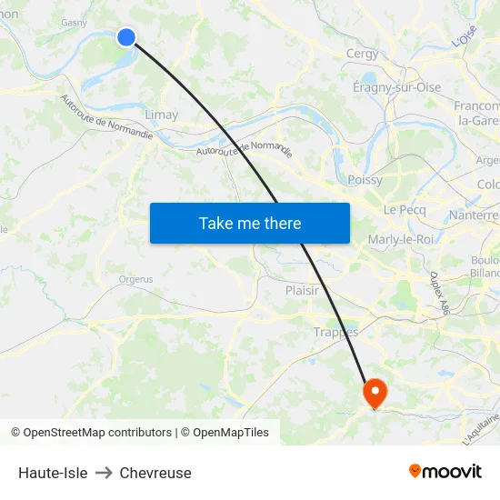 Haute-Isle to Chevreuse map