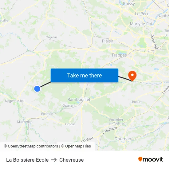 La Boissiere-Ecole to Chevreuse map