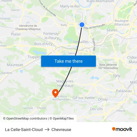 La Celle-Saint-Cloud to Chevreuse map