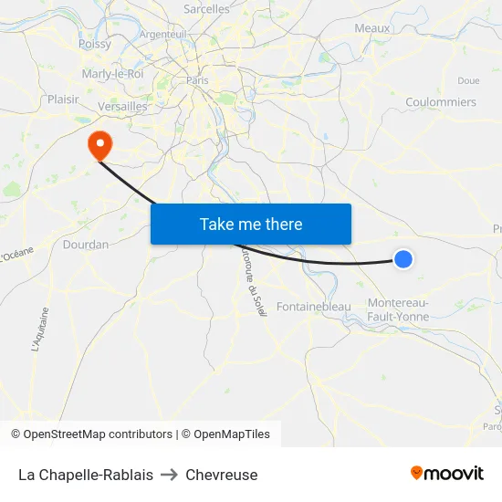 La Chapelle-Rablais to Chevreuse map