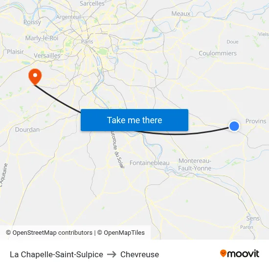 La Chapelle-Saint-Sulpice to Chevreuse map