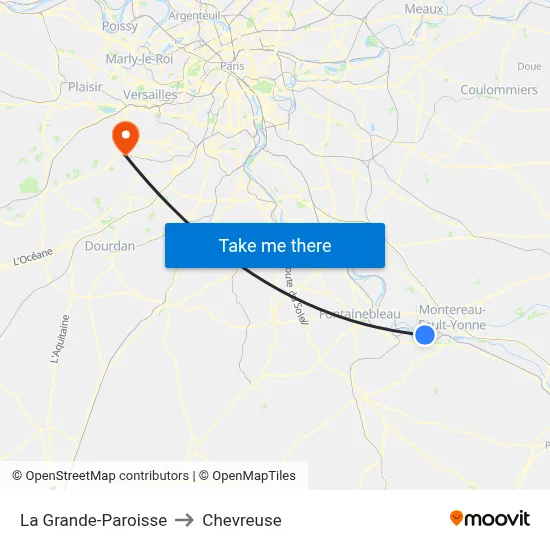 La Grande-Paroisse to Chevreuse map