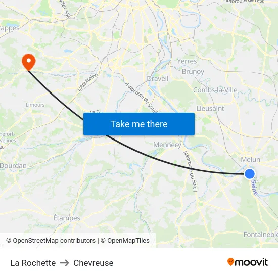 La Rochette to Chevreuse map