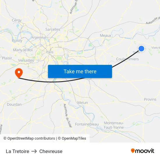 La Tretoire to Chevreuse map