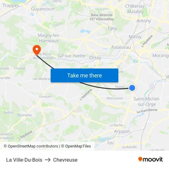 La Ville-Du-Bois to Chevreuse map