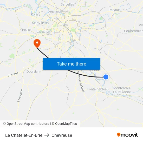 Le Chatelet-En-Brie to Chevreuse map