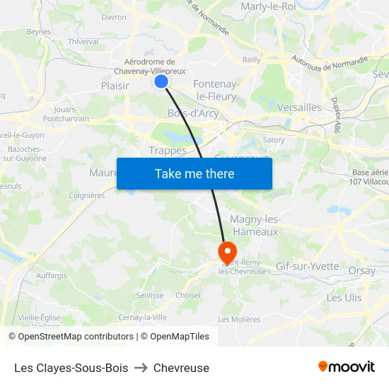 Les Clayes-Sous-Bois to Chevreuse map