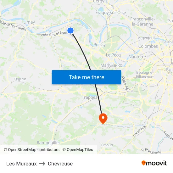 Les Mureaux to Chevreuse map