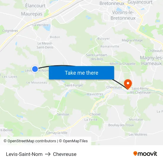 Levis-Saint-Nom to Chevreuse map
