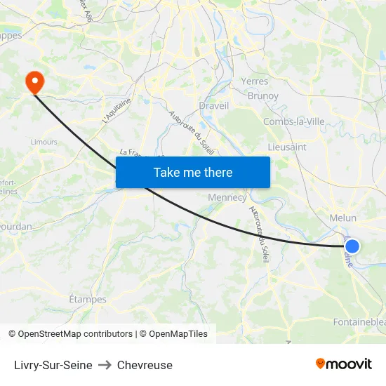 Livry-Sur-Seine to Chevreuse map