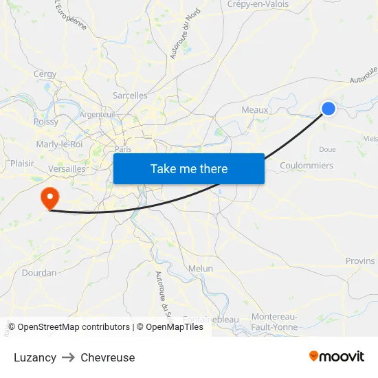 Luzancy to Chevreuse map