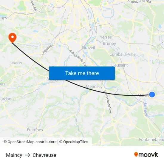 Maincy to Chevreuse map
