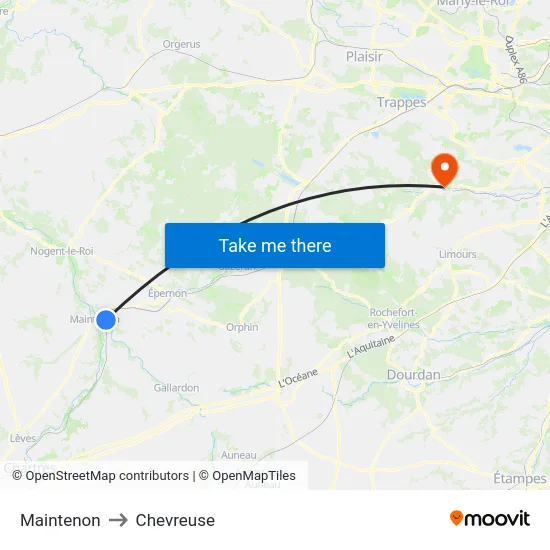 Maintenon to Chevreuse map