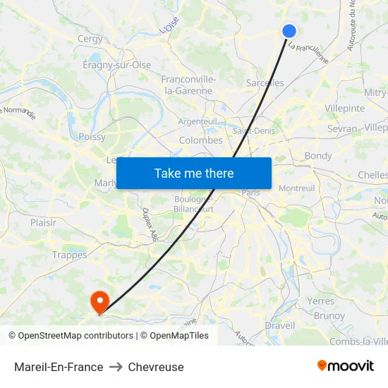 Mareil-En-France to Chevreuse map