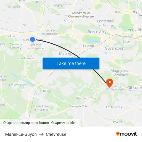 Mareil-Le-Guyon to Chevreuse map