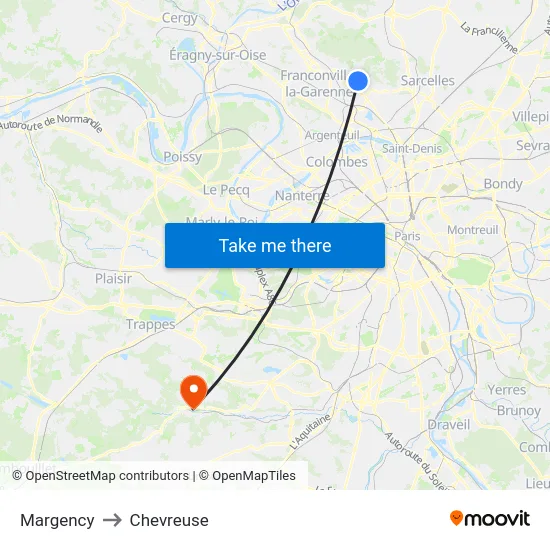 Margency to Chevreuse map
