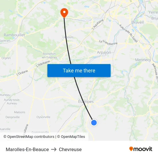 Marolles-En-Beauce to Chevreuse map
