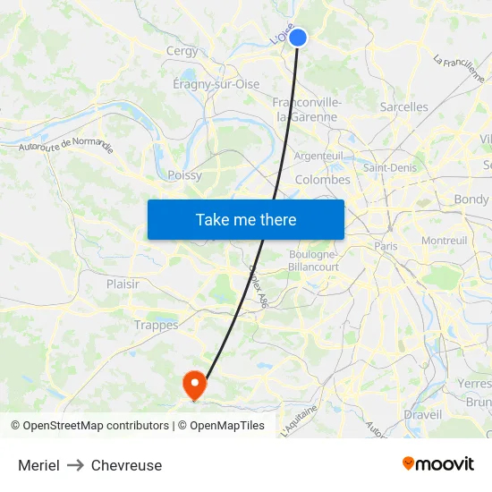 Meriel to Chevreuse map
