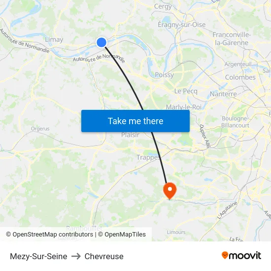 Mezy-Sur-Seine to Chevreuse map