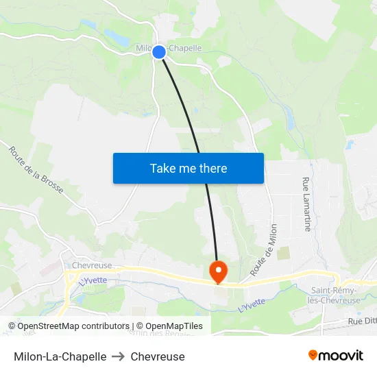 Milon-La-Chapelle to Chevreuse map