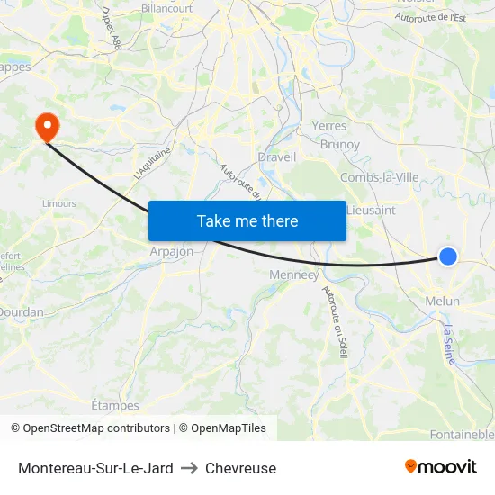 Montereau-Sur-Le-Jard to Chevreuse map