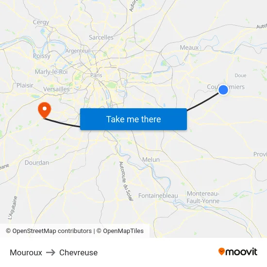Mouroux to Chevreuse map