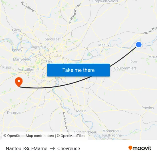 Nanteuil-Sur-Marne to Chevreuse map