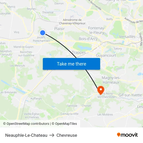 Neauphle-Le-Chateau to Chevreuse map