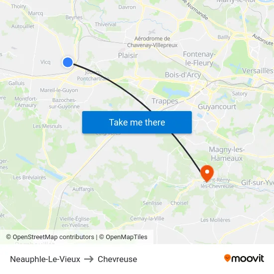 Neauphle-Le-Vieux to Chevreuse map